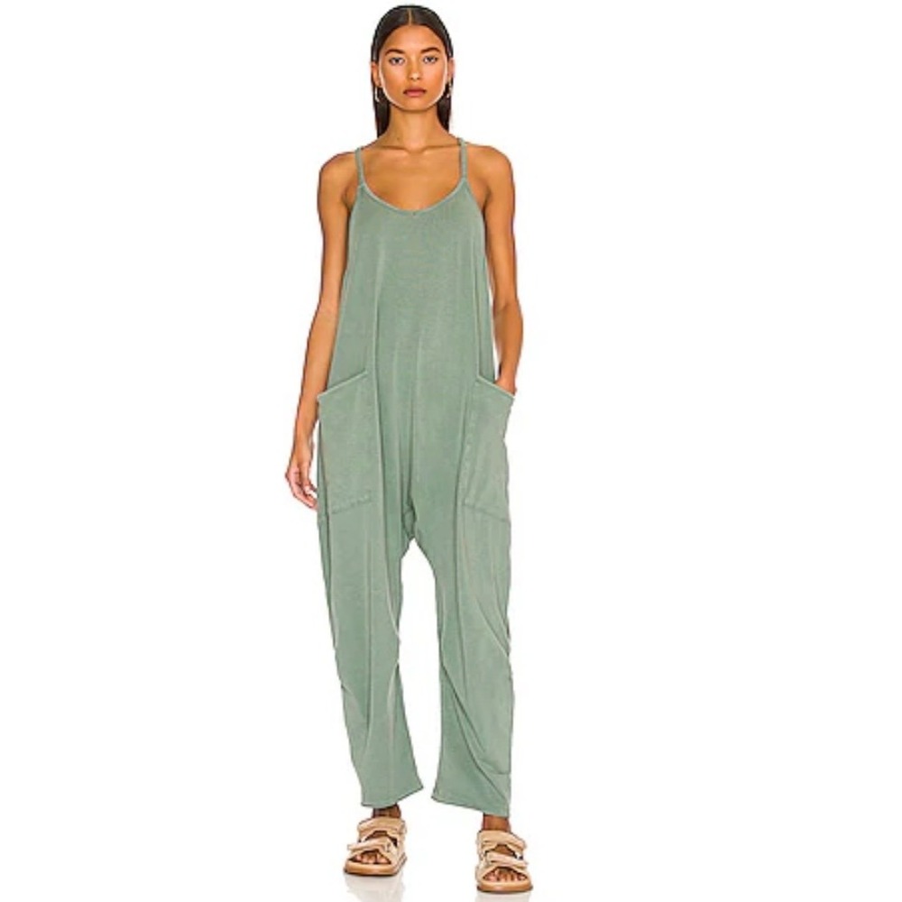 Free People Movement Hot Shot Onesie Jumpsuit Sage Green Harem Large